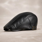 Lowell Leather Snap-Brim Cap - Black - Hat - Brondals - Image 1