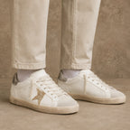 Lyle Distressed Leather Sneakers - White And Gold Glitter - Catalog Group: Footwear - Brondals - Image 2