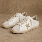 Lyle Distressed Leather Sneakers - White And Gold Glitter - Men's Footwear > Sneakers > Low-Top Sneakers - Brondals - Image 1