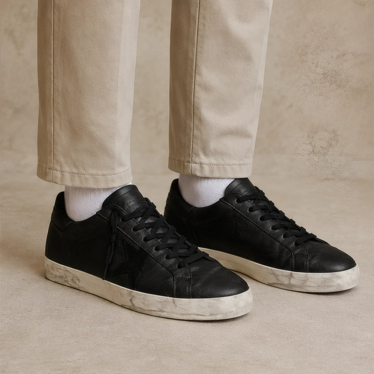Lyle Distressed Leather Sneakers - Black - Catalog Group: Footwear - Brondals - Image 2