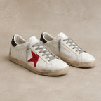 Lyle Distressed Leather Sneakers - White And Red - Men's Footwear > Sneakers > Low-Top Sneakers - Brondals - Image 1