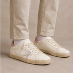 Lyle Distressed Leather Sneakers - White And Pink - Catalog Group: Footwear - Brondals - Image 2