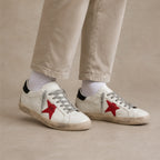 Lyle Distressed Leather Sneakers - White And Red - Catalog Group: Footwear - Brondals - Image 2