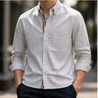 Lyndon Tailored Linen Oxford Shirt - Gray - tailored fit - Brondals - Image 5
