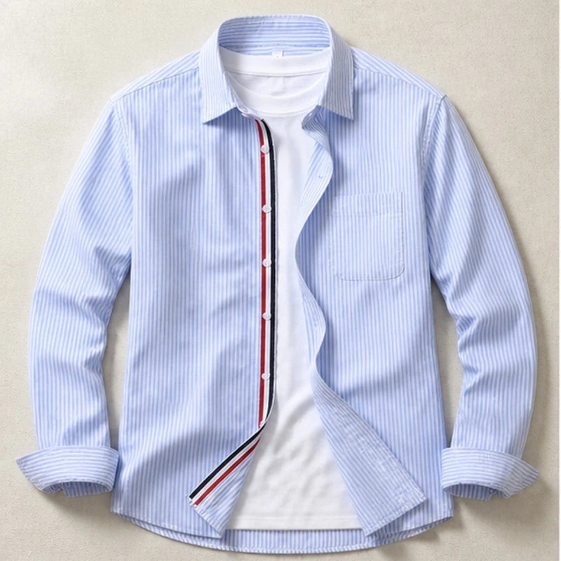 Lyndon Tailored Linen Oxford Shirt - Blue - Shirts - Brondals - Image 1