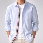 Lyndon Tailored Linen Oxford Shirt - Blue - oxford shirt - Brondals - Image 4
