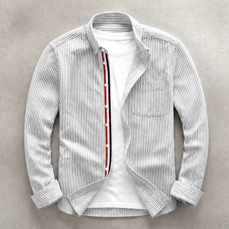 Lyndon Tailored Linen Oxford Shirt - Gray - Shirts - Brondals - Image 1