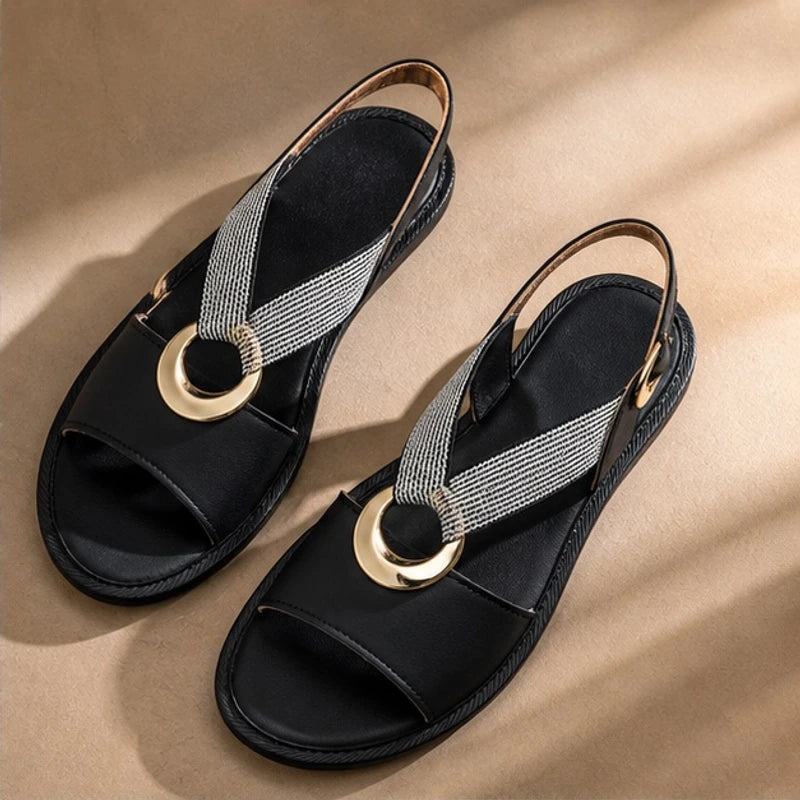 Magnolia Cross-Strap Orthopedic Sandals - Black - Sandals - Brondals - Image 1