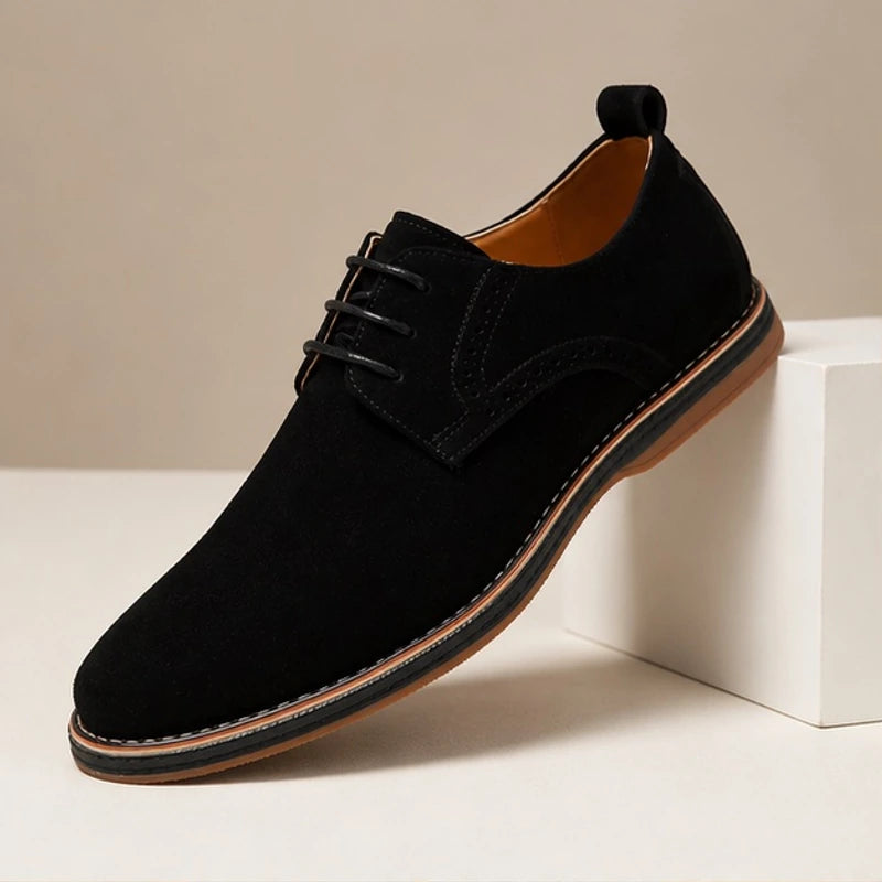 Malcolm Suede Brogue Dress Shoes - Black - Shoes - Brondals - Image 1