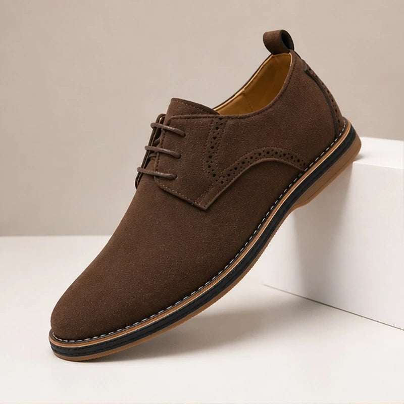 Malcolm Suede Brogue Dress Shoes - Dark Brown - Shoes - Brondals - Image 1