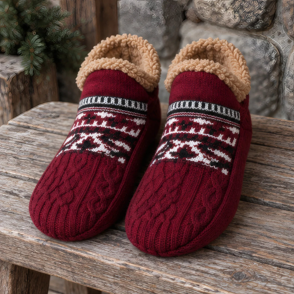 Malibu Non-Slip Fleece-Lined Slipper Socks - Wine Red - size_chart - Brondals - Image 3