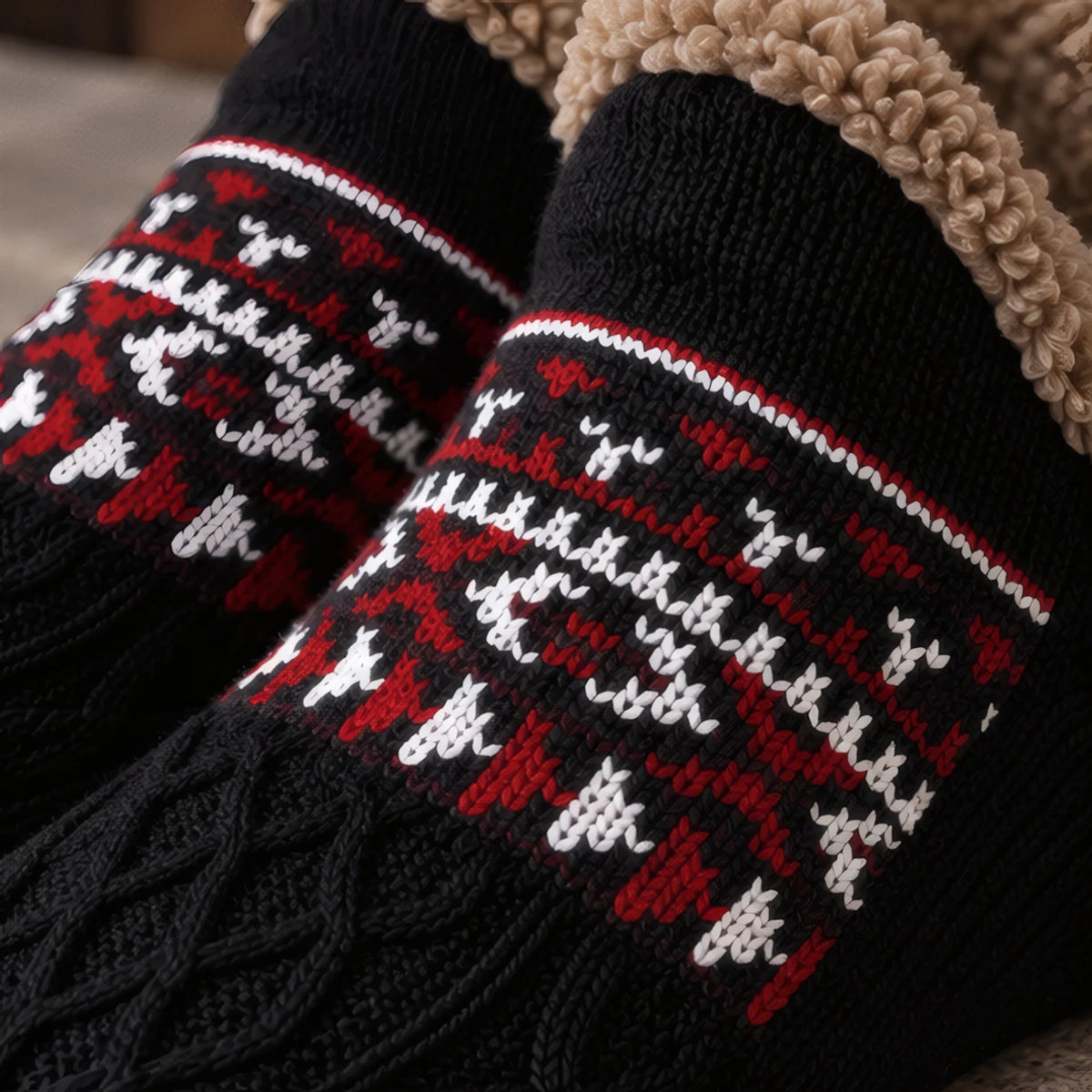 Malibu Non-Slip Fleece-Lined Slipper Socks - Black - Apparel & Accessories > Socks > Slipper Socks - Brondals - Image 4