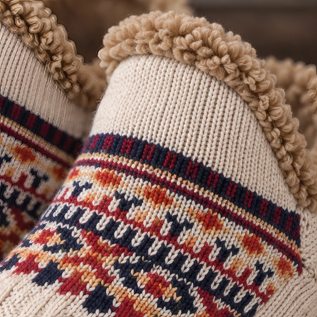 Malibu Non-Slip Fleece-Lined Slipper Socks - Beige - Apparel & Accessories > Socks > Slipper Socks - Brondals - Image 4