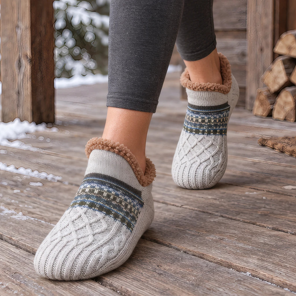Malibu Non-Slip Fleece-Lined Slipper Socks - Gray - color_gallery - Brondals - Image 2