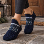 Malibu Non-Slip Fleece-Lined Slipper Socks - Blue - color_gallery - Brondals - Image 2