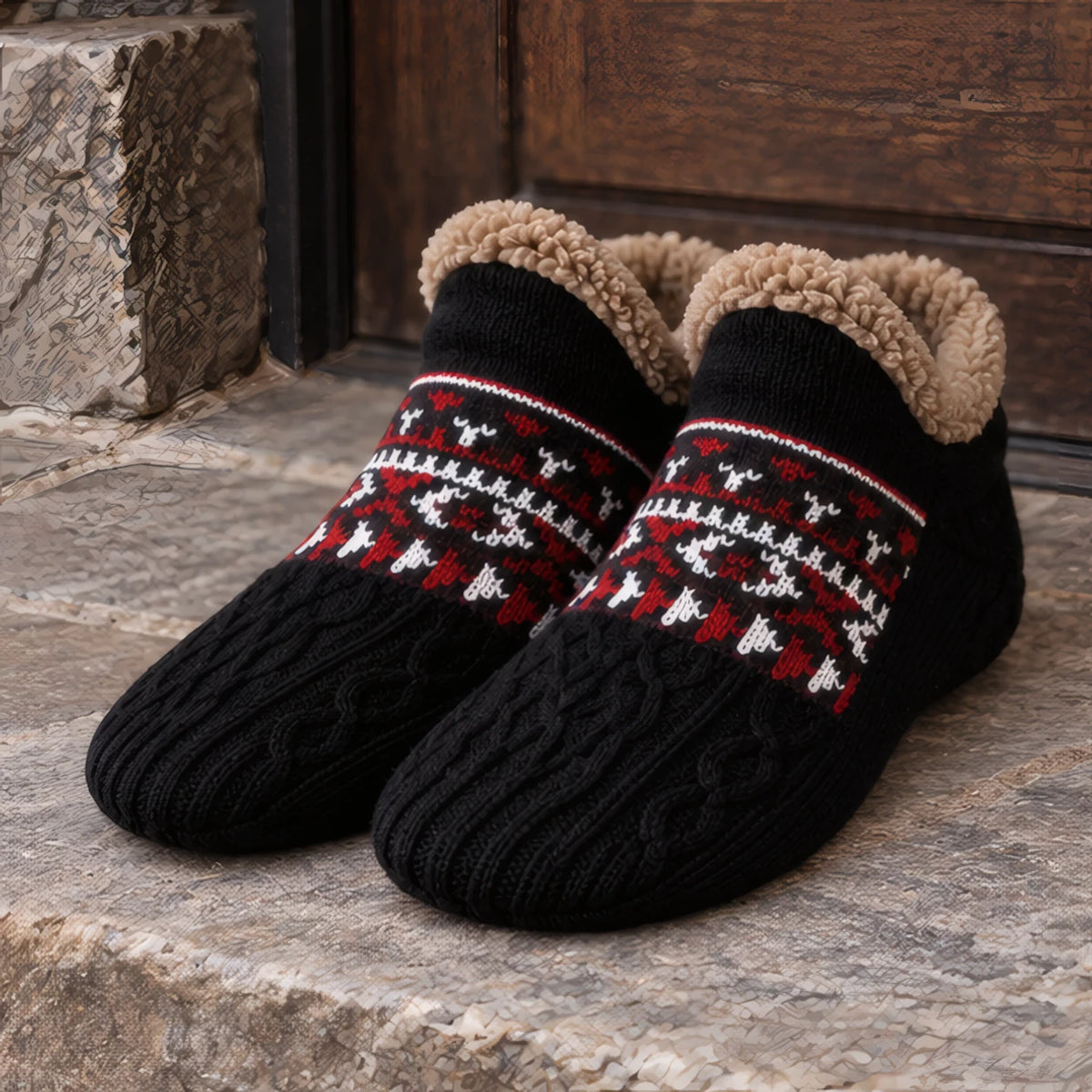 Malibu Non-Slip Fleece-Lined Slipper Socks - Black - size_chart - Brondals - Image 3