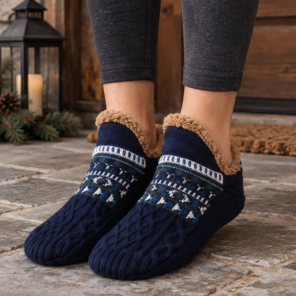 Malibu Non-Slip Fleece-Lined Slipper Socks - Blue - Apparel & Accessories > Socks > Slipper Socks - Brondals - Image 1