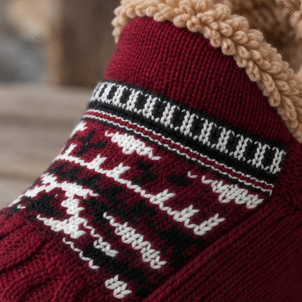 Malibu Non-Slip Fleece-Lined Slipper Socks - Wine Red - Apparel & Accessories > Socks > Slipper Socks - Brondals - Image 4