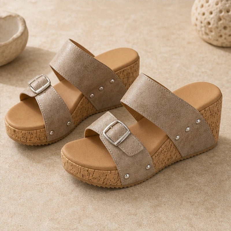 Marabella Comfort Wedges - Light Khaki - Shoes - Brondals - Image 1