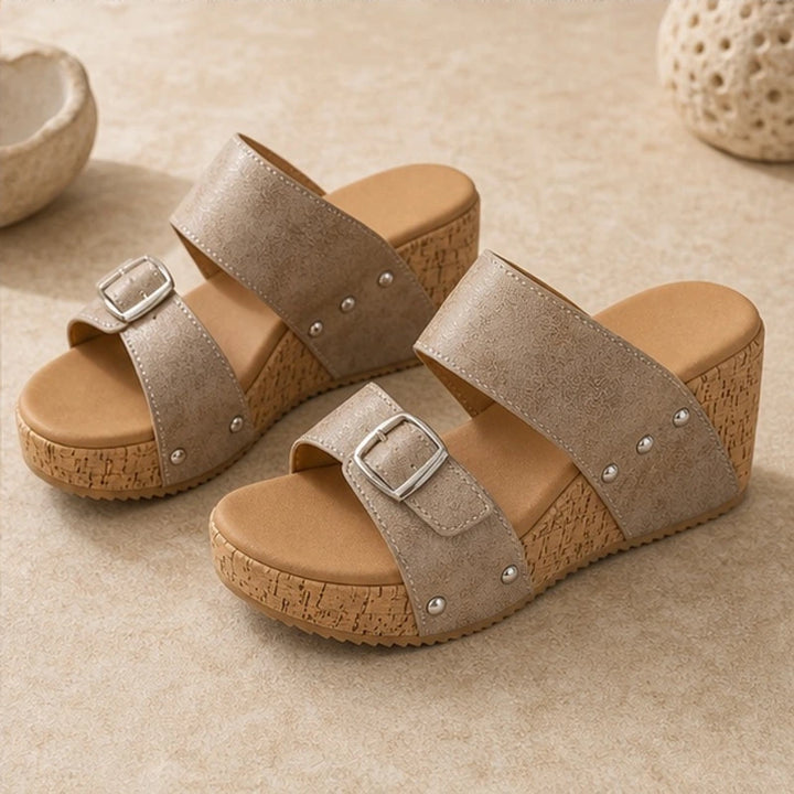 Marabella Comfort Wedges - Light Khaki - Shoes - Brondals - Image 1