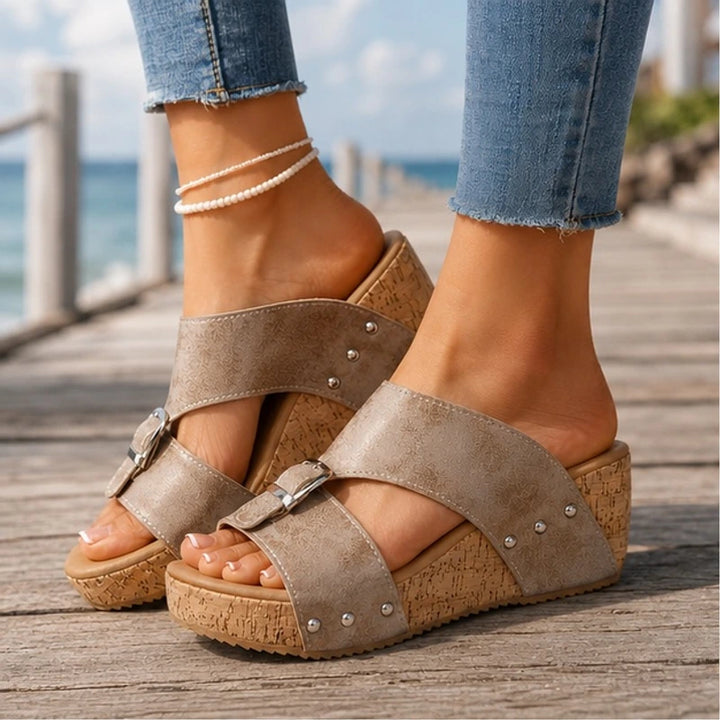 Marabella Comfort Wedges - Light Khaki - women's wedges - Brondals - Image 2