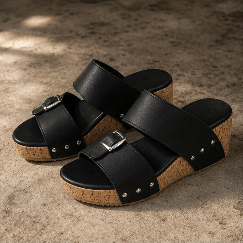 Marabella Comfort Wedges - Deep Black - Shoes - Brondals - Image 1