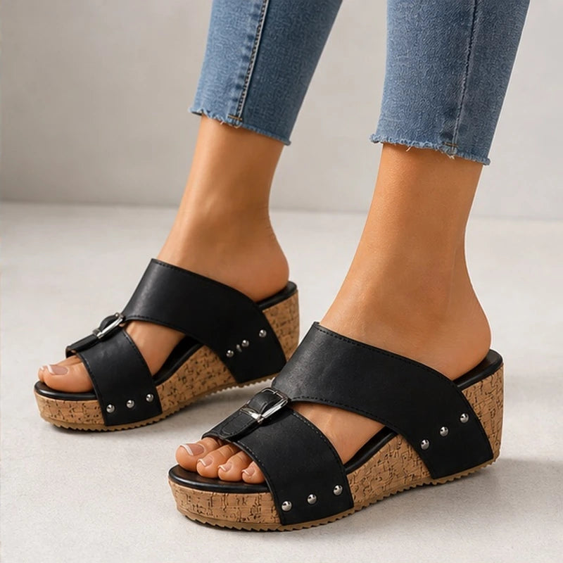 Marabella Comfort Wedges - Deep Black - women's wedges - Brondals - Image 2