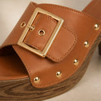 Marianne Cushioned Block Heel Platforms - Brown - Shoes - Brondals - Image 1
