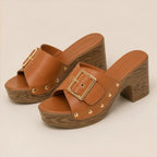 Marianne Cushioned Block Heel Platforms - Brown - women's heels - Brondals - Image 2