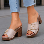 Marianne Cushioned Block Heel Platforms - Beige - block heel - Brondals - Image 3