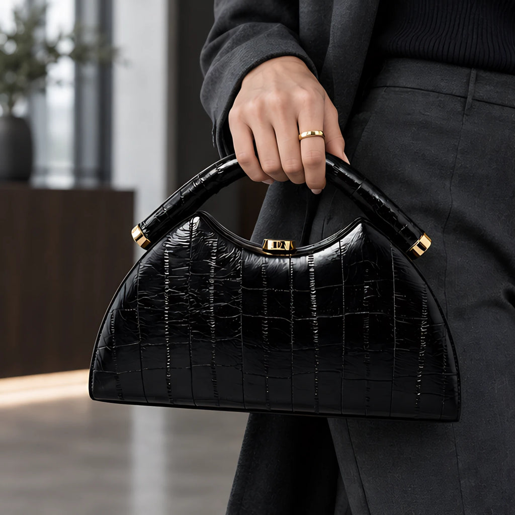 Marisol Structured Leather Top Handle Handbag - Black - Bags & Accessories > Handbags > Top Handle Handbags - Brondals - Image 1