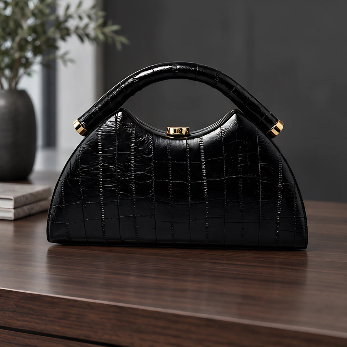 Marisol Structured Leather Top Handle Handbag - Black - Bags & Accessories > Handbags > Top Handle Handbags - Brondals - Image 2