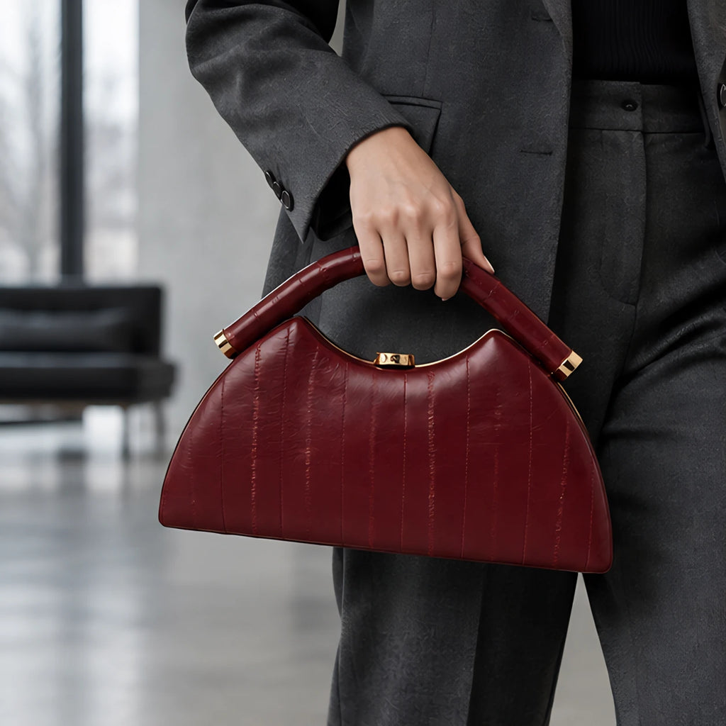Marisol Structured Leather Top Handle Handbag - Red - Bags & Accessories > Handbags > Top Handle Handbags - Brondals - Image 1