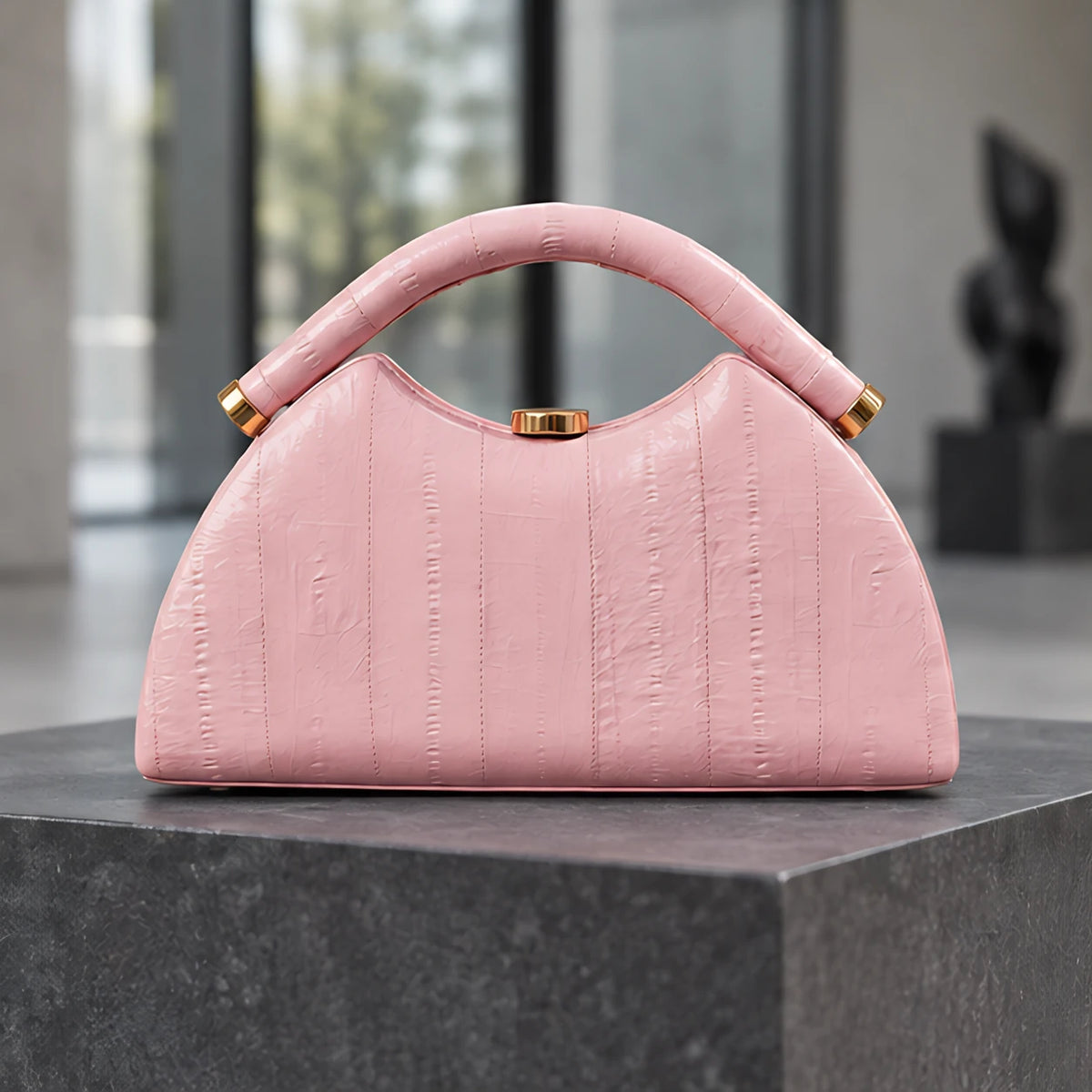 Marisol Structured Leather Top Handle Handbag - Pink - Bags & Accessories > Handbags > Top Handle Handbags - Brondals - Image 2