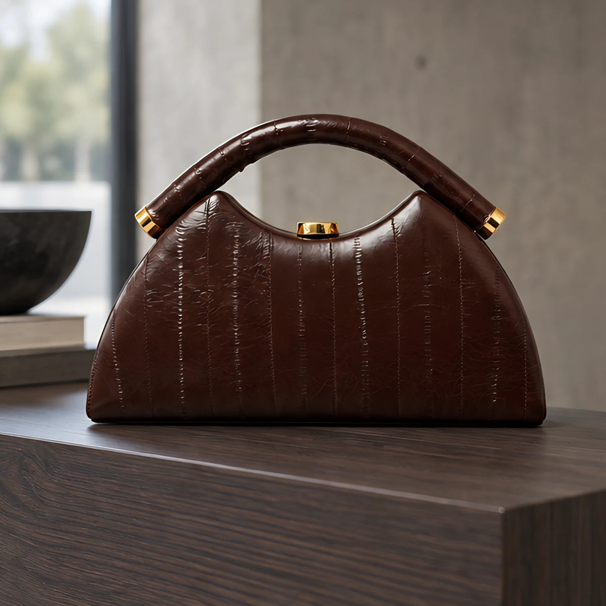 Marisol Structured Leather Top Handle Handbag - Brown - Bags & Accessories > Handbags > Top Handle Handbags - Brondals - Image 2