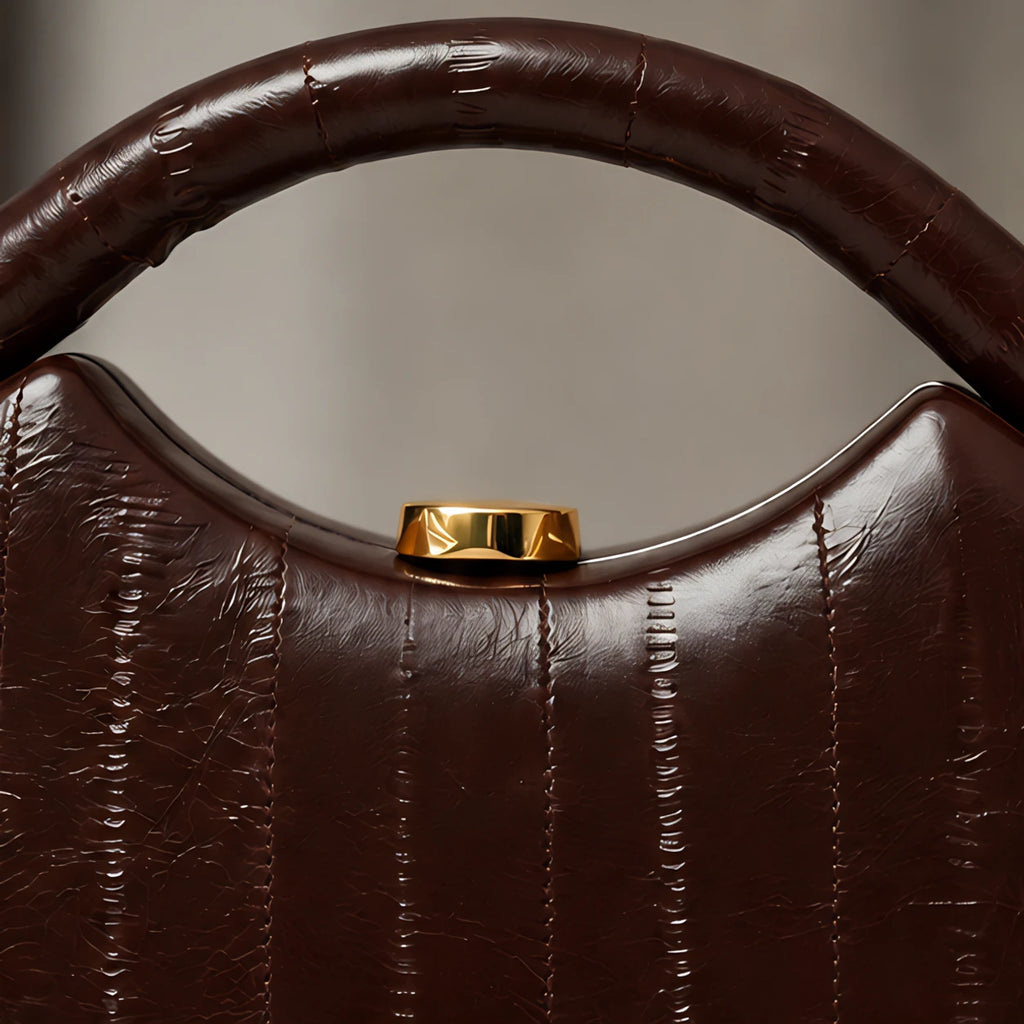Marisol Structured Leather Top Handle Handbag - Brown - bags & accessories - Brondals - Image 3