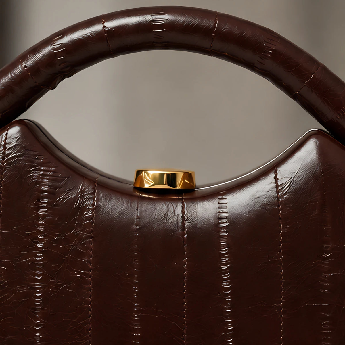Marisol Structured Leather Top Handle Handbag - Brown - bags & accessories - Brondals - Image 3