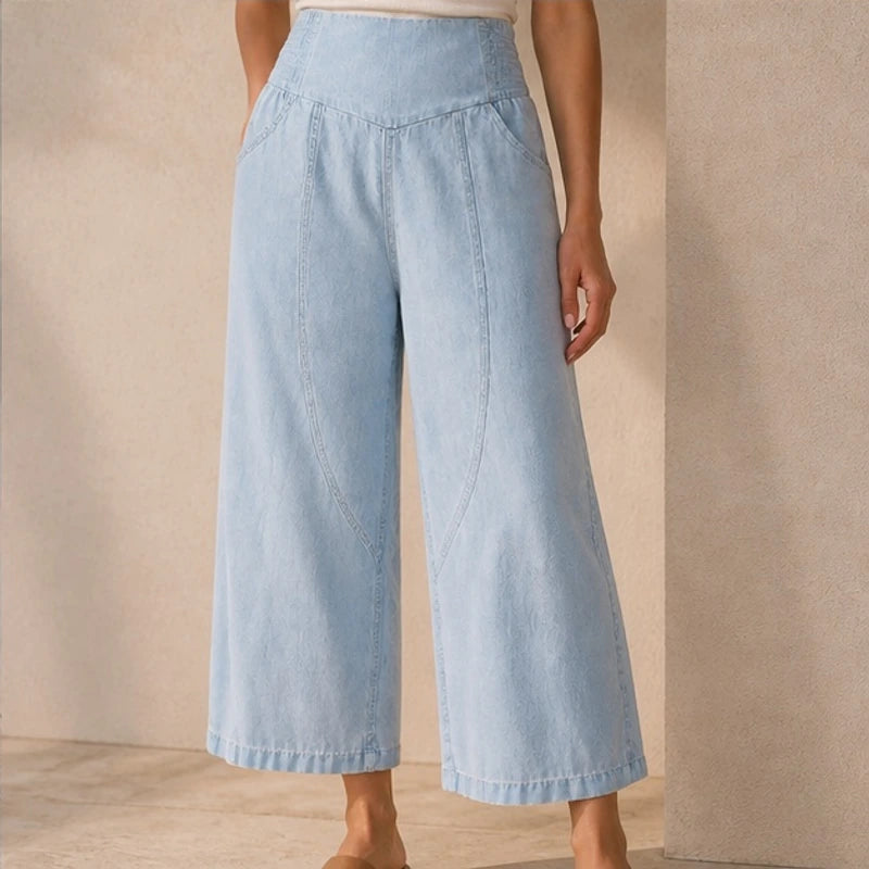 Maristella Curved Panel Denim Pants - Sky - denim pants - Brondals - Image 3