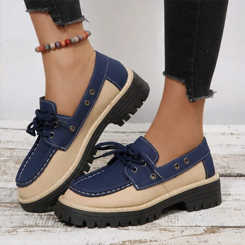 Marlow Platform Deck Loafer - Navy Blue - platform loafer - Brondals - Image 2