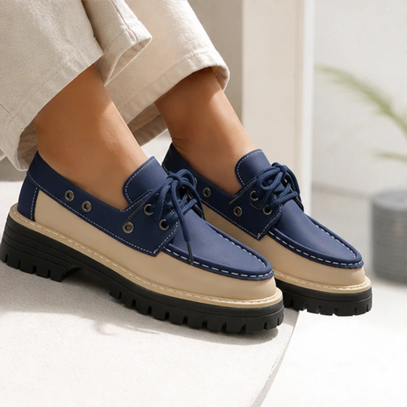 Marlow Platform Deck Loafer - Navy Blue - vegan leather - Brondals - Image 4