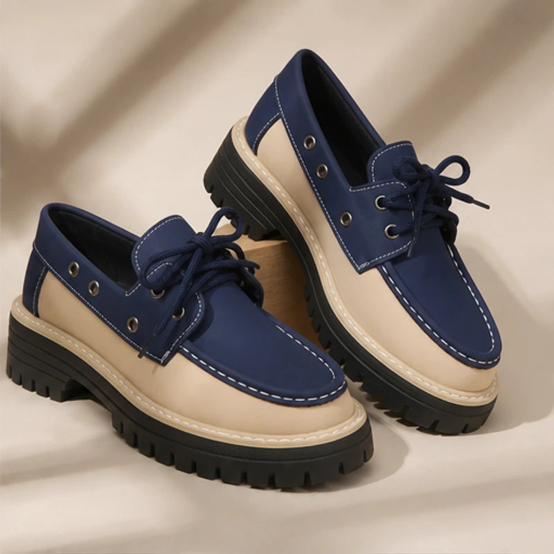 Marlow Platform Deck Loafer - Navy Blue - Loafers - Brondals - Image 1