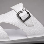 Maxwell Croc-Embossed Slide Sandals - White - slide sandals - Brondals - Image 3