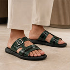 Maxwell Croc-Embossed Slide Sandals - Dark Green - engineered leather - Brondals - Image 5