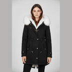 Parka con capucha y ribete de piel Nordelle