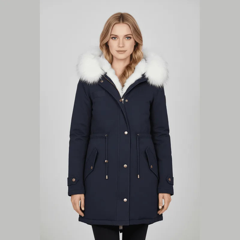 Parka con capucha y ribete de piel Nordelle