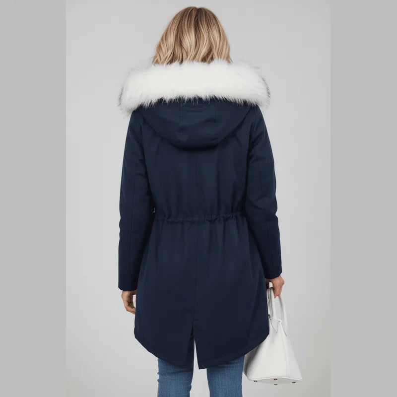Parka con capucha y ribete de piel Nordelle