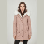 Parka con capucha y ribete de piel Nordelle