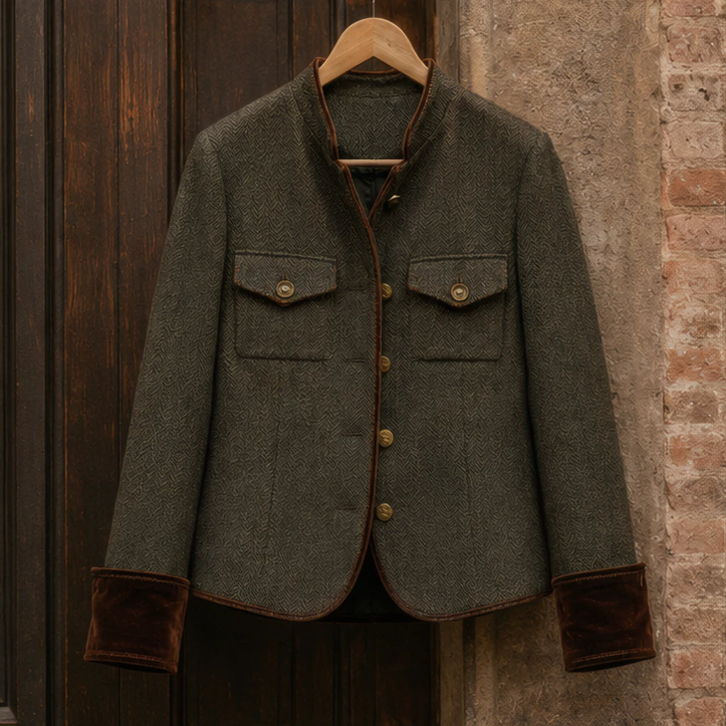 Mireille Structured Herringbone Jacket - Olive - Department: Women - Brondals - Image 3