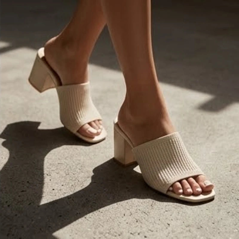 Selano Block Heel Sandals - Cream - Shoes - Brondals - Image 1