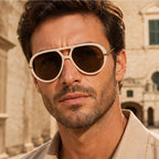 Monterey Retro Pilot Shades - Beige pink tea - retro sunglasses - Brondals - Image 3